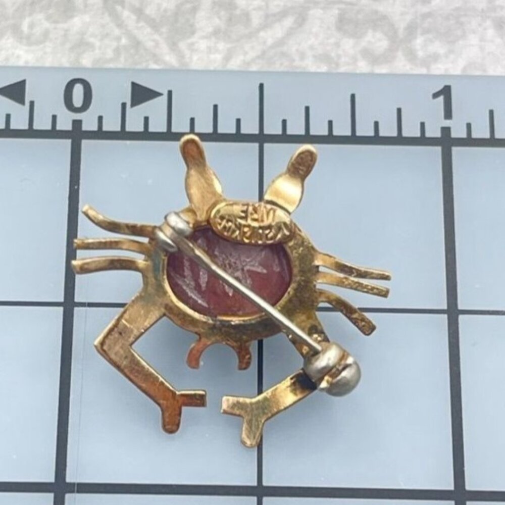 Vintage WRE Gold Filled Crab Scarab Pin Brooch - Picture 3 of 3